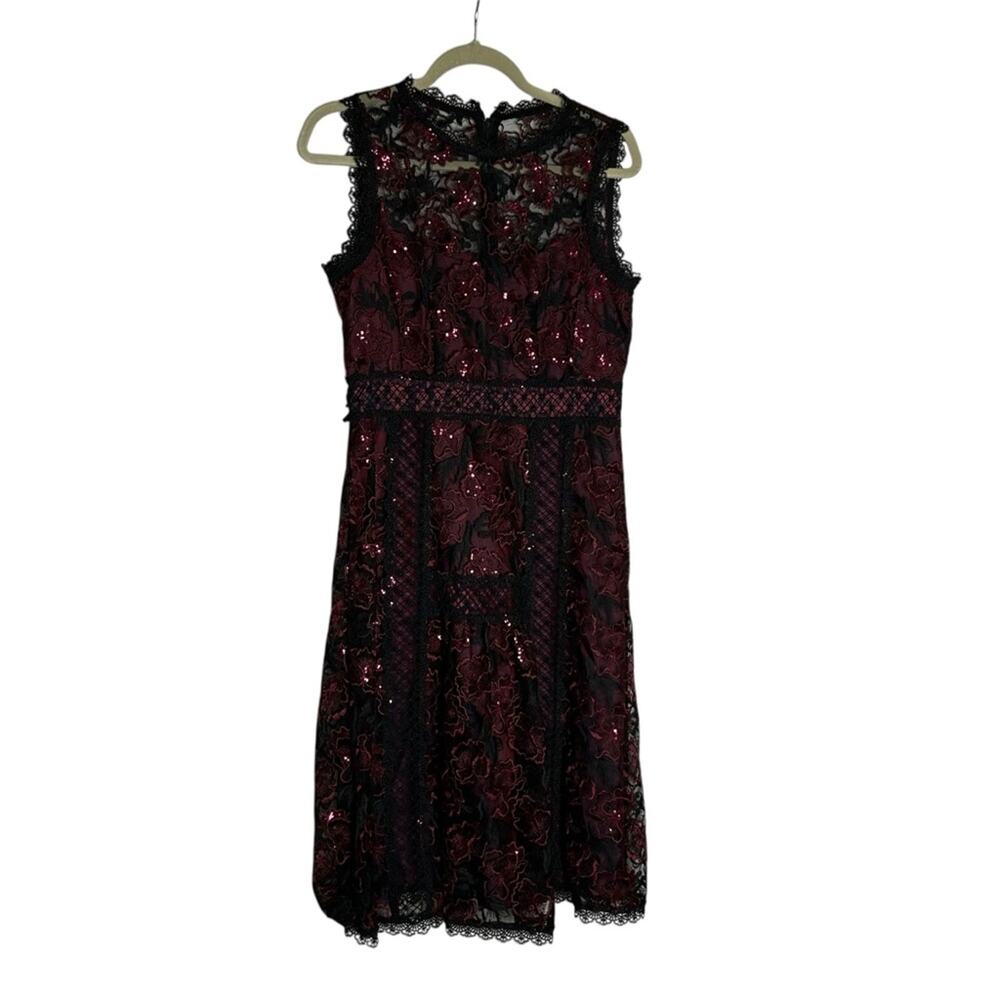 Nanette Lepore Ruby Sleeveless Cocktail Dress Black Lace Floral Dress Size‎ 4